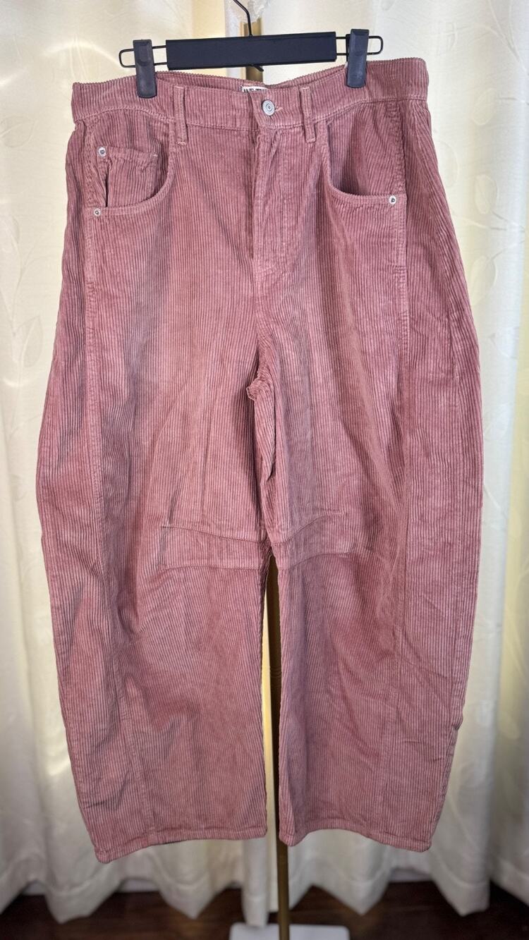 NWT Free People Good Luck Mid-Rise Barrel Corduroy Pants, Size 29/US 8